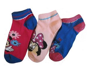 Dětské kotníkové ponožky Minnie 3 páry (ue0602), vel. 31/34, růžovo-modrá