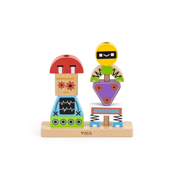 Dřevěné kostky Viga Robot, Multicolor