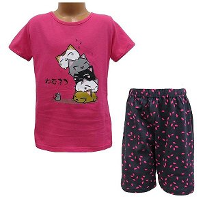 Dívčí letní pyžamo komplet Wolf (S2264), vel. 158, Růžová