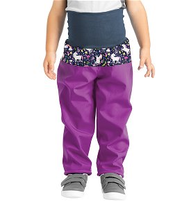 Unuo, Batolecí softshellové kalhoty s fleecem Basic, Ostružinová, Jednorožci Velikost: 86/92, vel. 98/104