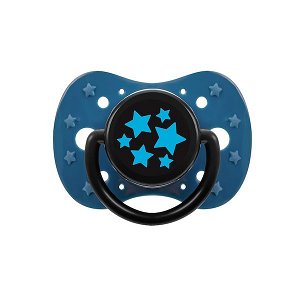 Uklidňující silikonový dudlík 12m+ Akuku modré hvězdičky, vel. 1-3 roky, Modrá