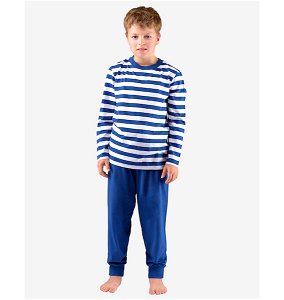 GINA dětské pyžamo dlouhé chlapecké, šité, s potiskem Pyžama 2022 69005P  - lékořice bílá 140/146, vel. 152/158, lékořice bílá