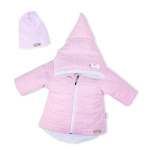 Zimní kojenecký kabátek s čepičkou Nicol Kids Winter růžový, vel. 56 (0-3m), Růžová