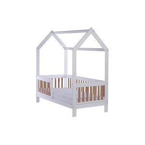 Dětská buková postel se zábranou Drewex Casa Bambini 160x80x174 cm, Bílá