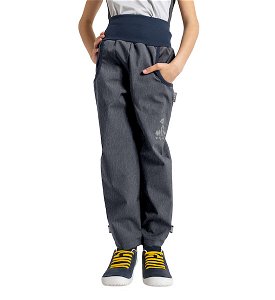Unuo, Dětské softshellové kalhoty s fleecem Basic, Žíhaná Antracitová Velikost: 98/104, vel. 122/128