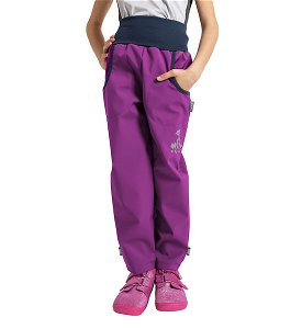 Unuo, Dětské softshellové kalhoty s fleecem Basic, Ostružinová Velikost: 98/104, vel. 98/104
