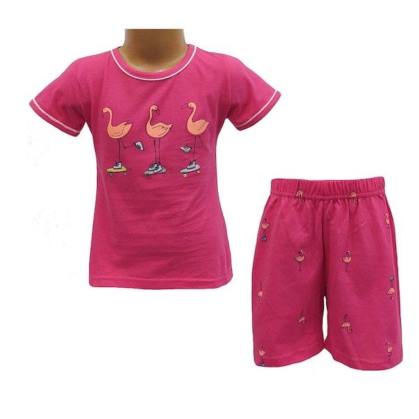 Dívčí letní pyžamo, komplet Wolf (S2265), vel. 104, tm. růžová