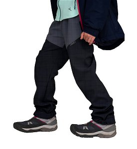 Unuo, Dětské softshellové kalhoty s beránkem Light, Černá Žíhaná, Šedá Žíhaná Velikost: 98/104, vel. 110/116