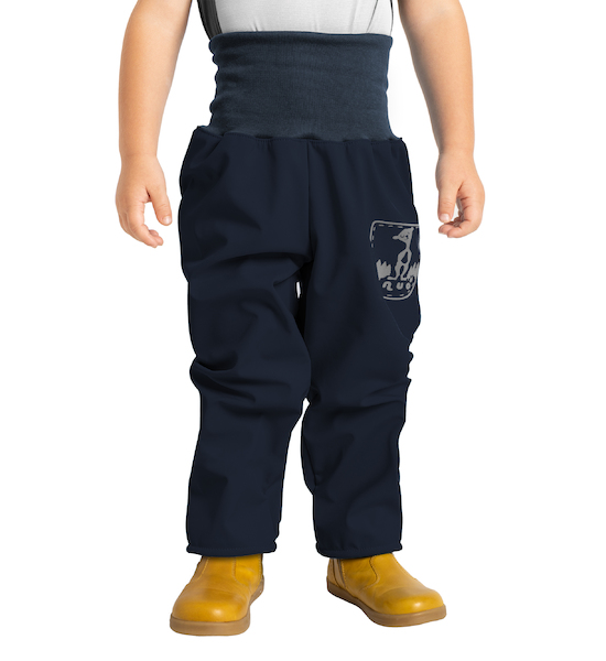 Unuo, Batolecí softshellové kalhoty s fleecem Basic, Tm. Modročerná Velikost: 86/92, vel. 98/104
