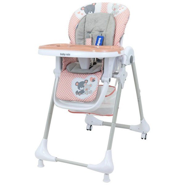 Jídelní židlička 3v1 New Baby Grace grey, Růžová