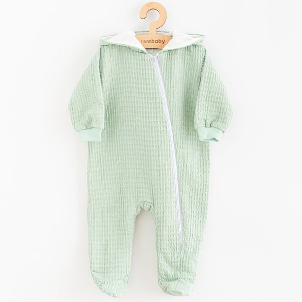 Kojenecký mušelínový overal s kapucí New Baby Comfort clothes šalvějová, vel. 80 (9-12m), Zelená