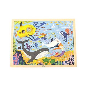 Dřevěné puzzle 48 dílků Viga Mořský život, Multicolor