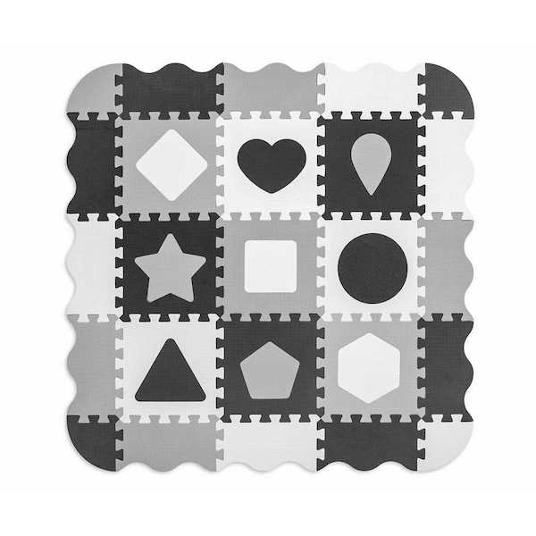 Pěnové puzzle podložka ohrádka Milly Mally Jolly 3x3 Shapes Grey, šedá