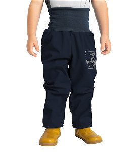 Unuo, Batolecí softshellové kalhoty s fleecem Basic, Tm. Modročerná Velikost: 86/92, vel. 92/98
