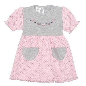 Kojenecké šatičky s krátkým rukávem New Baby Summer dress růžovo-šedé, vel. 80 (9-12m), Růžová