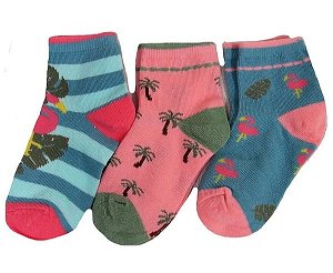 Dívčí ponožky zkrácené výšky Sockswear 3 páry (55242), vel. 35-38, růžovo-tyrkysová