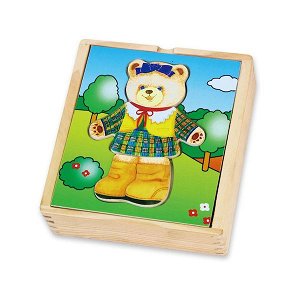 Dřevěné oblékací puzzle Viga Medvídek, Multicolor