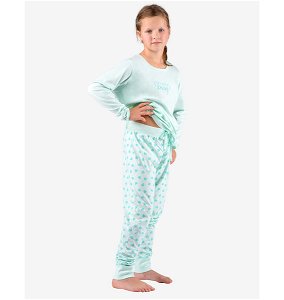 GINA dětské pyžamo dlouhé dívčí, šité, s potiskem Pyžama 2022 29007P  - aqua akvamarín 140/146, vel. 140/146, aqua akvamarín