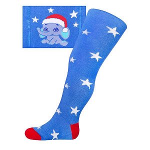 Vánoční bavlněné punčocháčky New Baby modré se slonem, vel. 68 (4-6m), Modrá