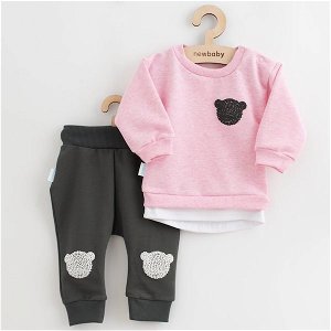 Kojenecká souprava tričko a tepláčky New Baby Brave Bear ABS šedá, vel. 56 (0-3m), Růžová