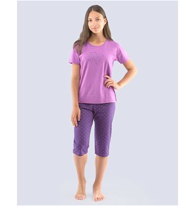 GINA dětské pyžamo 3/4 dívčí, 3/4 kalhoty, šité, s potiskem Pyžama 2021 29004P  - ametyst hypermangan 140/146, vel. 140/146, ametyst hypermangan