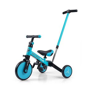 Dětská tříkolka 4v1 Milly Mally Optimus Plus s vodící tyčí blue, Modrá