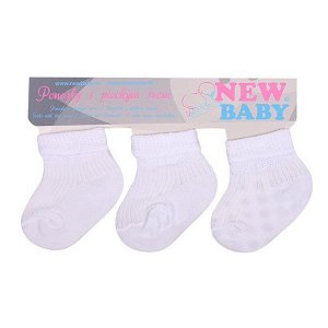Kojenecké pruhované ponožky New Baby bílé - 3ks, vel. 56 (0-3m), Bílá