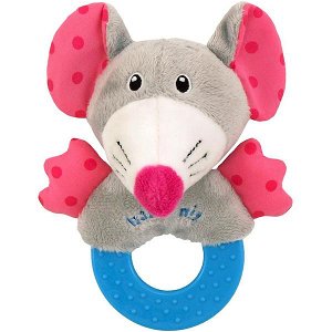 Dětské plyšové chrastítko Baby Mix myška, Růžová