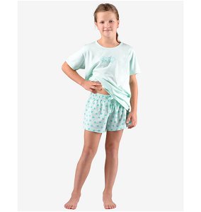 GINA dětské pyžamo krátké dívčí, šité, s potiskem Pyžama 2022 29008P  - aqua akvamarín 140/146, vel. 152/158, aqua akvamarín