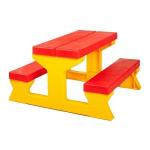 Dětský zahradní nábytek - Stůl a lavičky červeno-žlutý, Červená