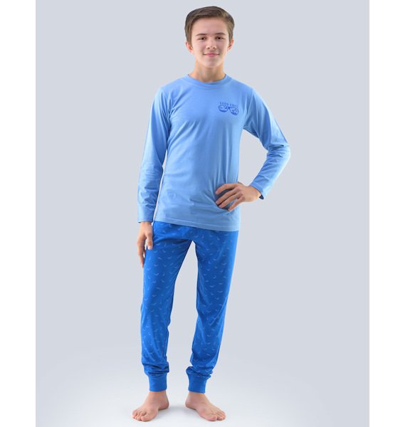 GINA dětské pyžamo dlouhé chlapecké, šité, s potiskem Pyžama 2020 69000P  - sv. modrá atlantic 140/146, vel. 140/146, sv. modrá atlantic