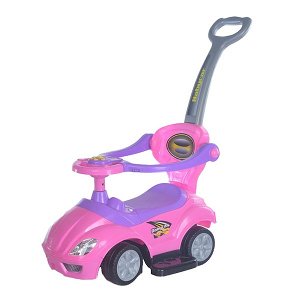 Dětské odrážedlo s vodící tyčí 3v1 Baby Mix Mega Car růžové, Růžová