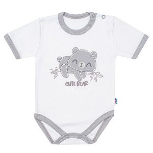 Kojenecké bavlněné body s krátkým rukávem New Baby Cute Bear, vel. 80 (9-12m), Bílá