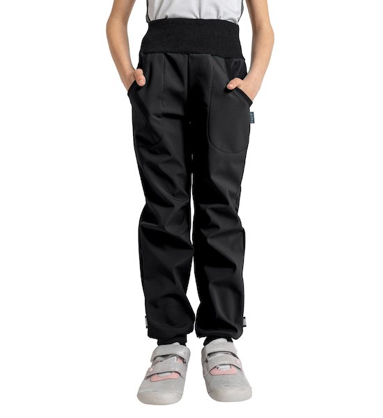 Unuo, Dětské softshellové kalhoty s fleecem Street, Černá Velikost: 98/104, vel. 152/158