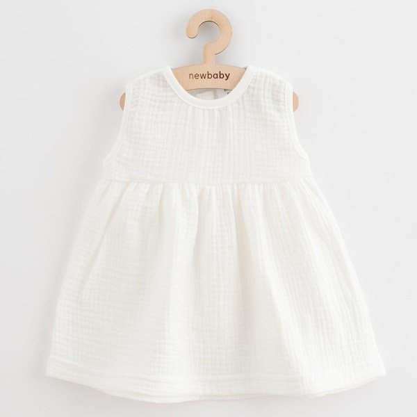 Kojenecké mušelínové šaty s dlouhým rukávem New Baby Elizabeth, vel. 56 (0-3m), Bílá