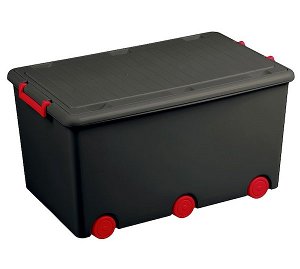 Víceúčelový box na hračky na kolečkách Tega grafitovo-červený, šedá