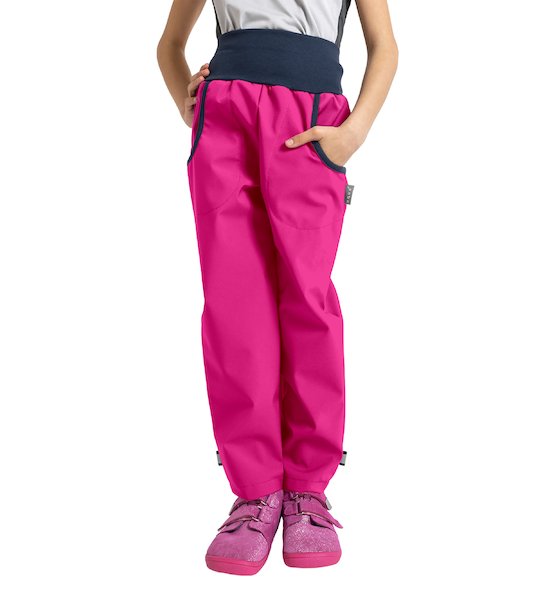 Unuo, Dětské softshellové kalhoty s fleecem Basic, Fuchsiová Velikost: 128/134, vel. 98/104