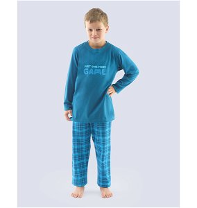 GINA dětské pyžamo dlouhé chlapecké, šité, s potiskem Pyžama 2021 69001P  - šalvěj lahvová 140/146, vel. 140/146, petrolejová dunaj