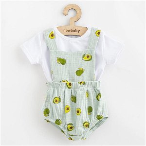 Mušelínový kojenecký set Kraťasy a Tričko New Baby Avocado, vel. 86 (12-18m), Zelená