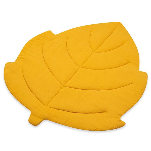 Mušelínová hrací deka New Baby Leaf mustard, Žlutá