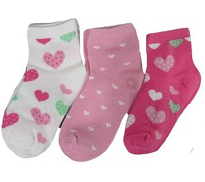 Dívčí ponožky zkrácené výšky Sockswear 3 páry (55242), vel. 23-26, bílo-růžová