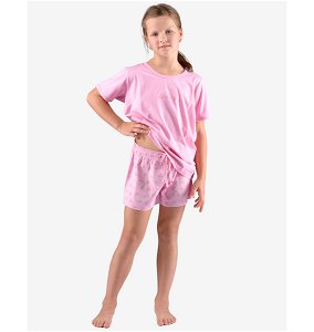 GINA dětské pyžamo krátké dívčí, šité, s potiskem Pyžama 2022 29008P  - aqua akvamarín 140/146, vel. 152/158, cukrová fruktóza