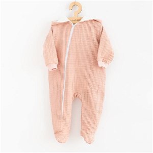 Kojenecký mušelínový overal s kapucí New Baby Comfort clothes šalvějová, vel. 80 (9-12m), Růžová