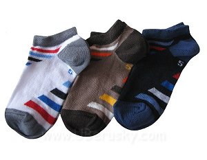 Dětské kotníkové ponožky 3 páry (DEKO 49), vel. 23-25, bílo-modro-hnědá