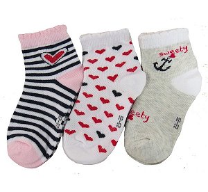 Dívčí ponožky zkrácené výšky Sockswear 3 páry (56517), vel. 35-38, proužek