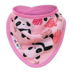 Dětský bryndáček-šátek Akuku panda, Růžová