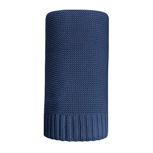 Bambusová pletená deka NEW BABY 100x80 cm tmavě modrá, Modrá