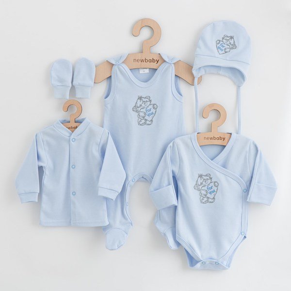 5-dílná kojenecká soupravička do porodnice New Baby Classic bílá, vel. 56 (0-3m), Modrá