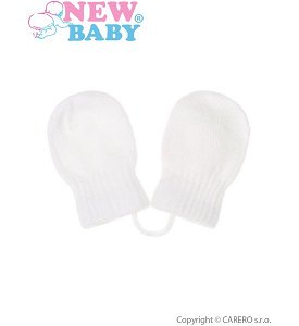 Dětské zimní rukavičky New Baby se šňůrkou černé, vel. 56 (0-3m), Bílá