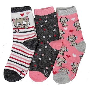 Dětské ponožky Sockswear 3 páry (54294), vel. 35-38, růžovo-šedá